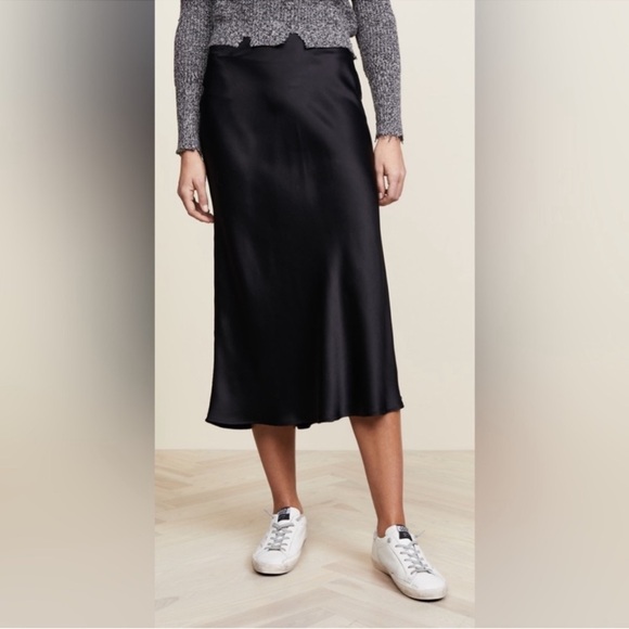 Anine Bing Dresses & Skirts - Anine Bing Silk Bar Pull On Midi Skirt Black Extra Small XS